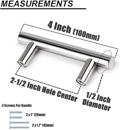 2"-10" T Bar Kitchen Cupboard Handle Pulls Polished Chrome Finish Cabinet Drawer Knobs - Probrico
