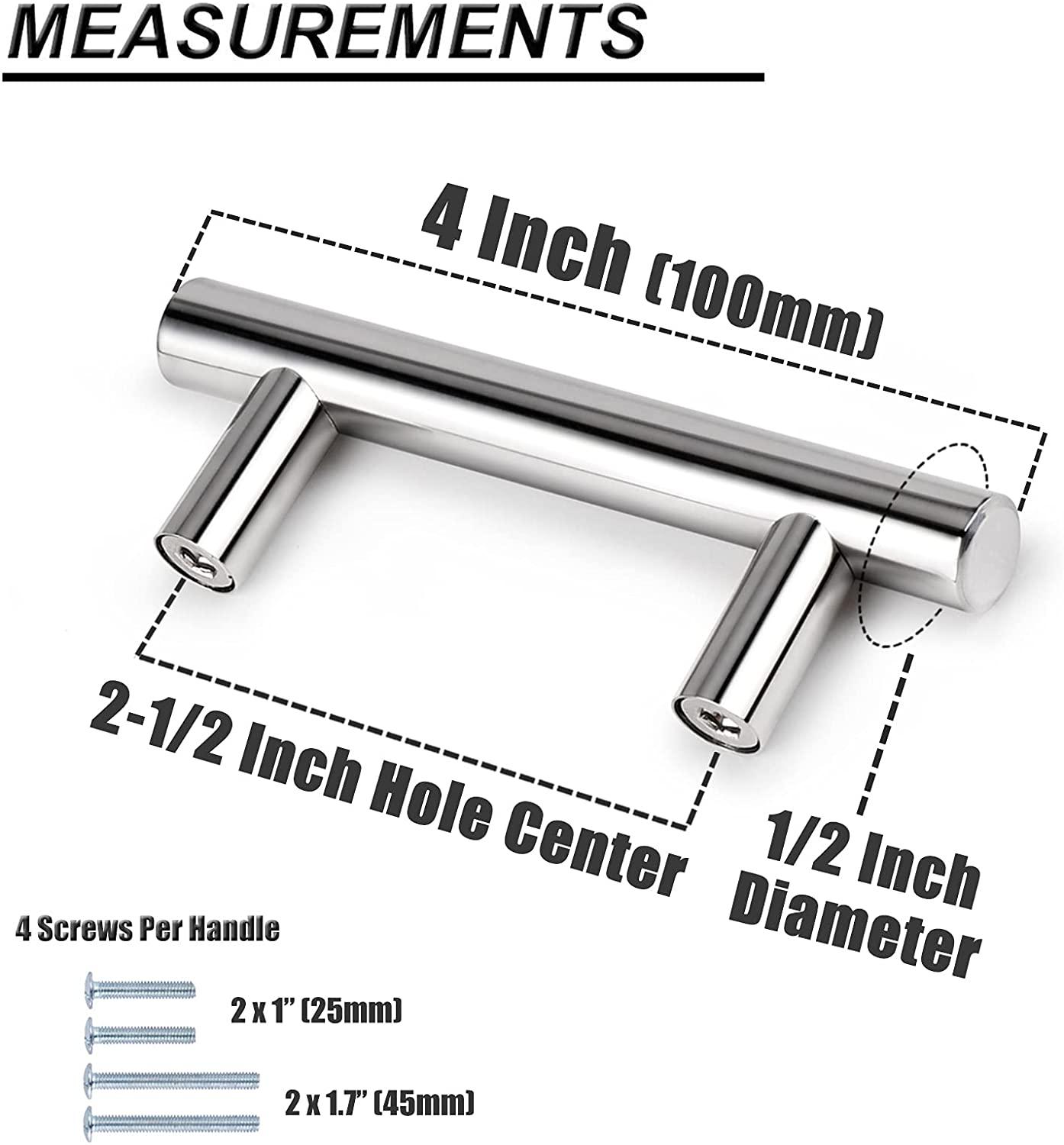 2"-10" T Bar Kitchen Cupboard Handle Pulls Polished Chrome Finish Cabinet Drawer Knobs