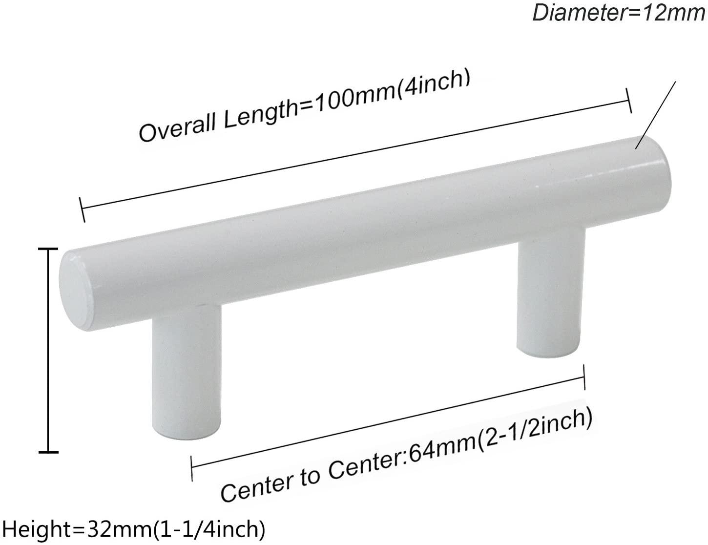 2"-10" Modern Cabinet Hardware Handle Pull Kitchen Cabinet T Bar Knobs and Pull Handles White PD2283HWH