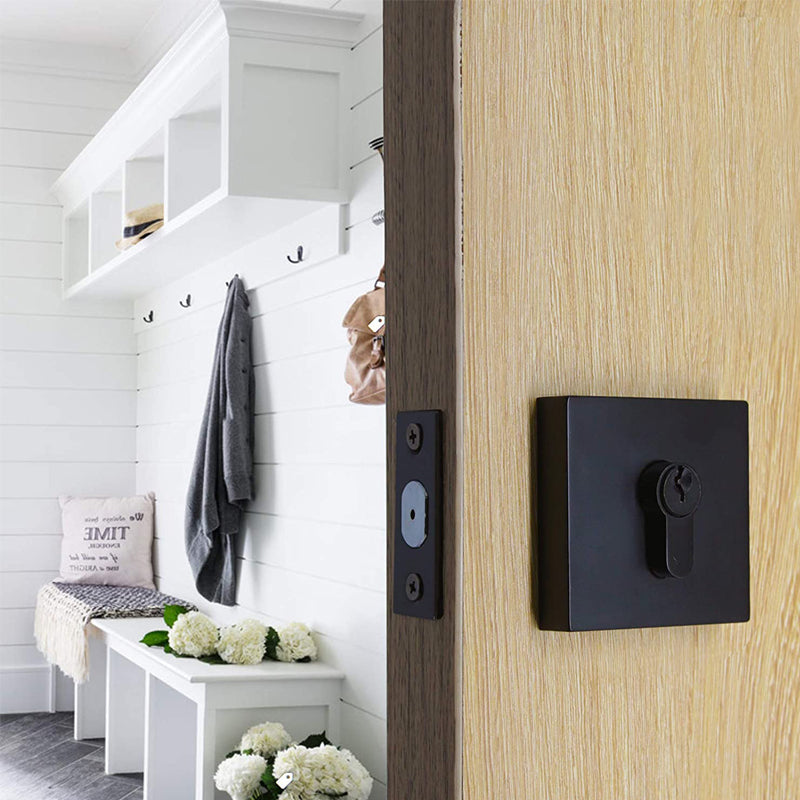 Probrico Square Deadbolt, Flat Black Double Cylinder Lock DLD104BKDB - Probrico