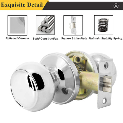 Probrico Polished Chrome Door Knob Keyed Alike/Entry Keyed/Privacy/Passage Door Lock DL609PC - Probrico