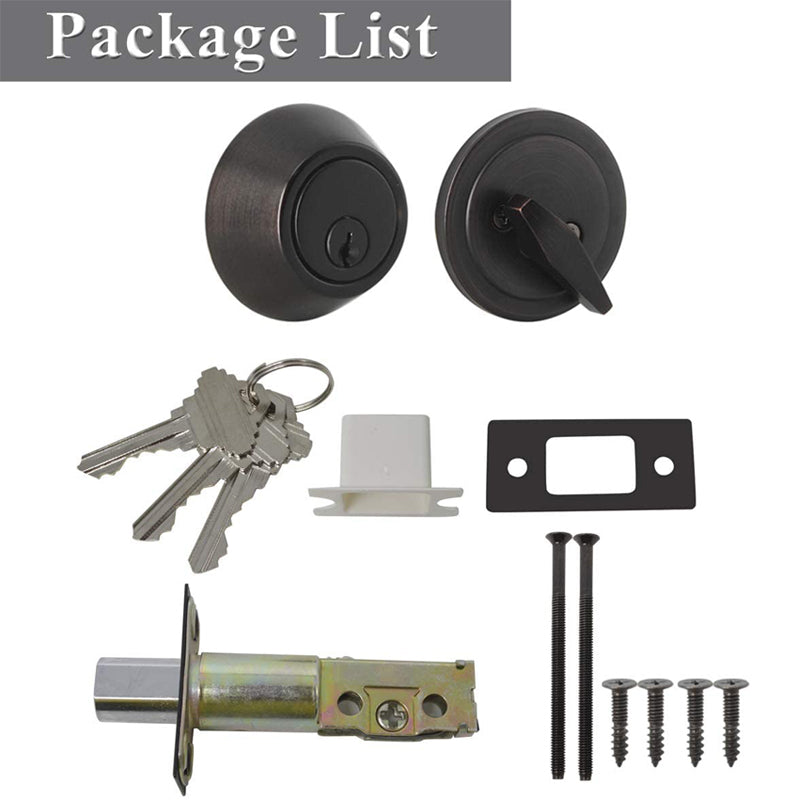 Single Cylinder Deadbolt Lock with Same Key, Oil Rubbed Bronze/Satin Nickel Keyed Door Lock DLD101 - Probrico