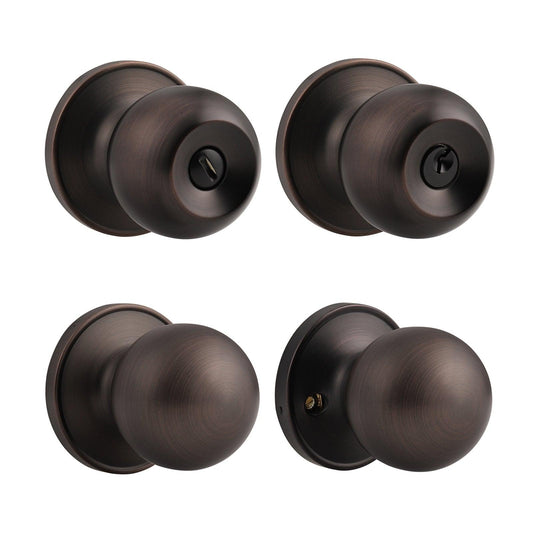 Round Ball Knobs Entrance Privacy Passage Dummy Door Lock Knob, Oil Rubbed Bronze Finish DL607ORB - Probrico