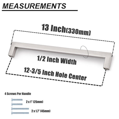 12mm Square Bar Kitchen Cabinet Handles Pulls Brushed Nickel Finish PDDJ27HSS - Probrico