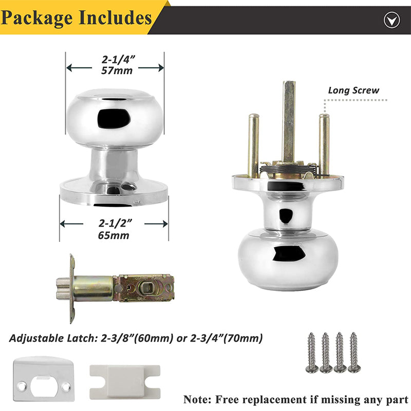 Probrico Polished Chrome Door Knob Keyed Alike/Entry Keyed/Privacy/Passage Door Lock DL609PC - Probrico