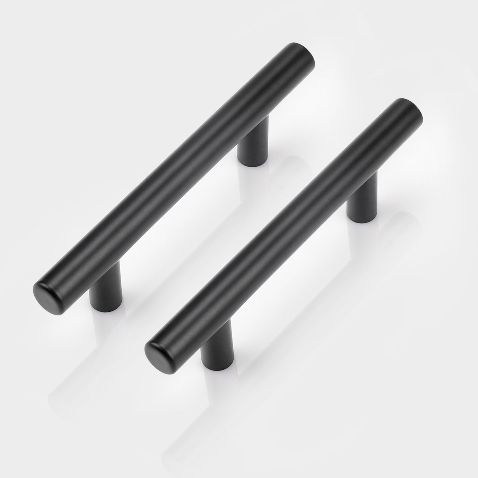 Black Cabinet Handles 3inch 76mm Hole Centers Modern Euro T Bar Pulls 5inch 127mm Length PD3383HBK76 - Probrico