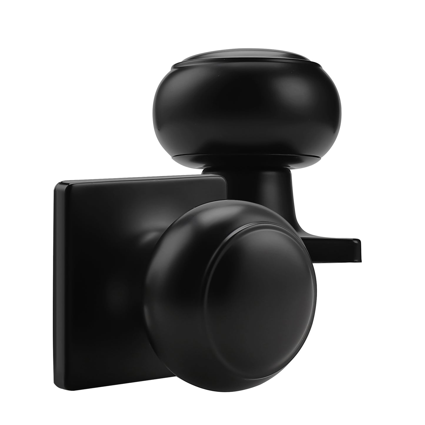Flat Ball Knob with Square Rosette, Passage Door Knobs Black Finish DLS09BKPS - Probrico