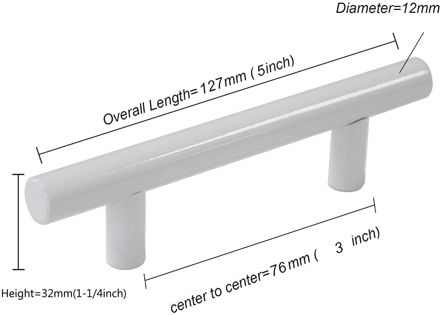 2"-10" Modern Cabinet Hardware Handle Pull Kitchen Cabinet T Bar Knobs and Pull Handles White PD2283HWH