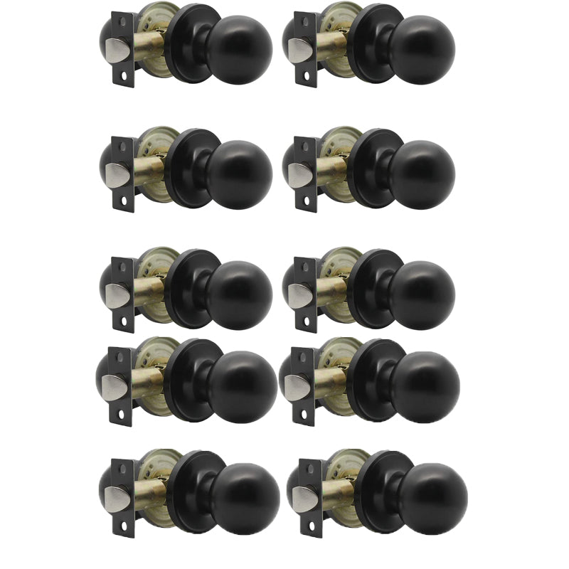 Probrico Black Finish Ball Passage Door Knobs for Closet and Hallway 10 Packs - Probrico