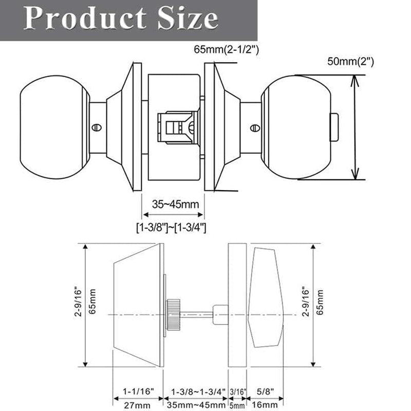 Keyed Alike Entry Door Lock Knob with Single Cylinder Deadbolt, Polished Brass Finish - DL609ET-101PB - Probrico