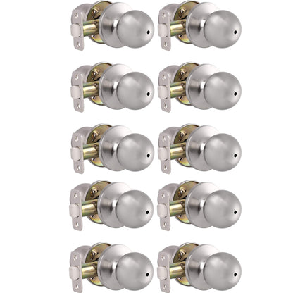 Probrico Ball Knobs Privacy Bedroom & Bathroom Door Lock Knobs Satin Nickel Finish - Probrico