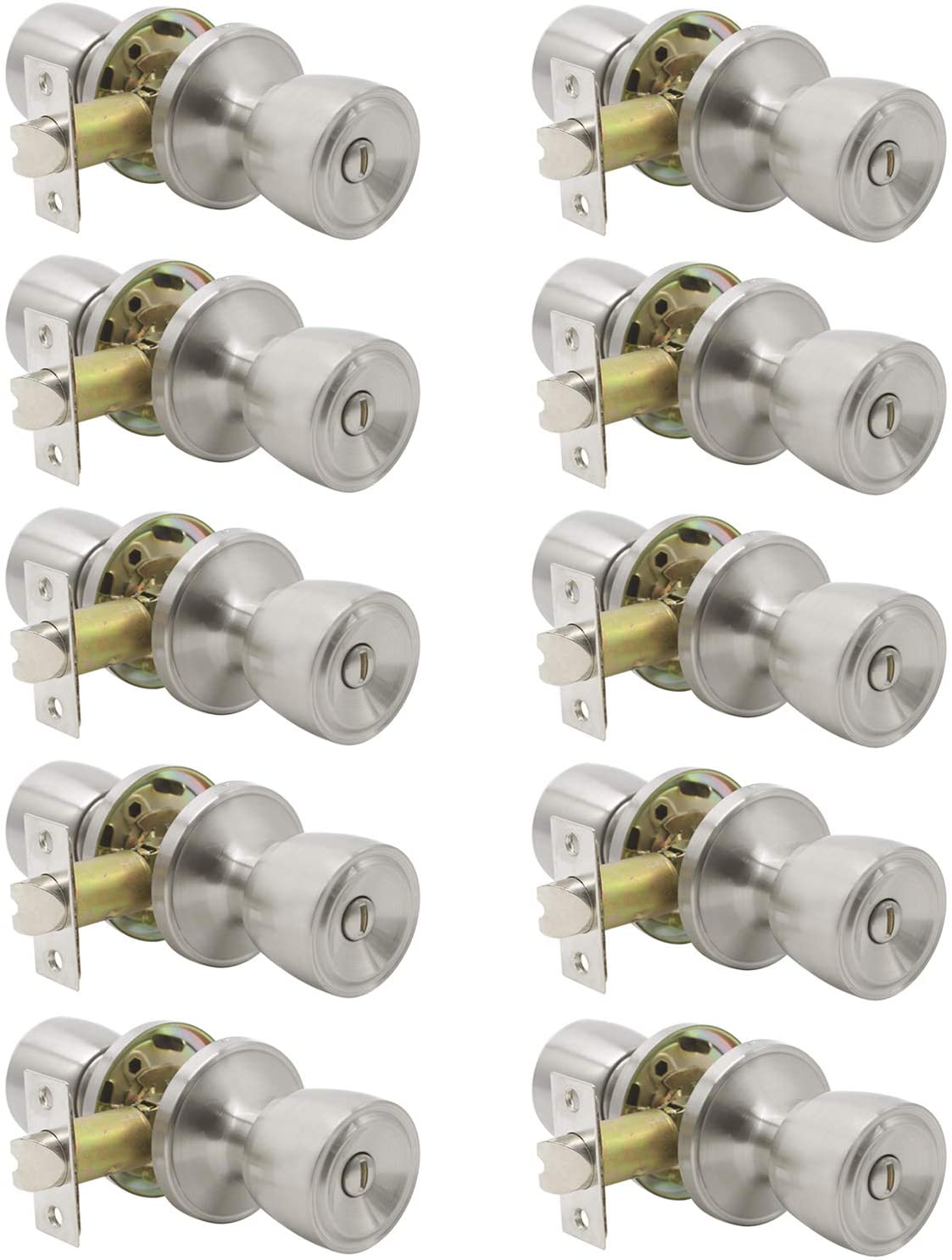 Probrico Ball Knobs Privacy Bedroom & Bathroom Door Lock Knobs Satin Nickel Finish - Probrico