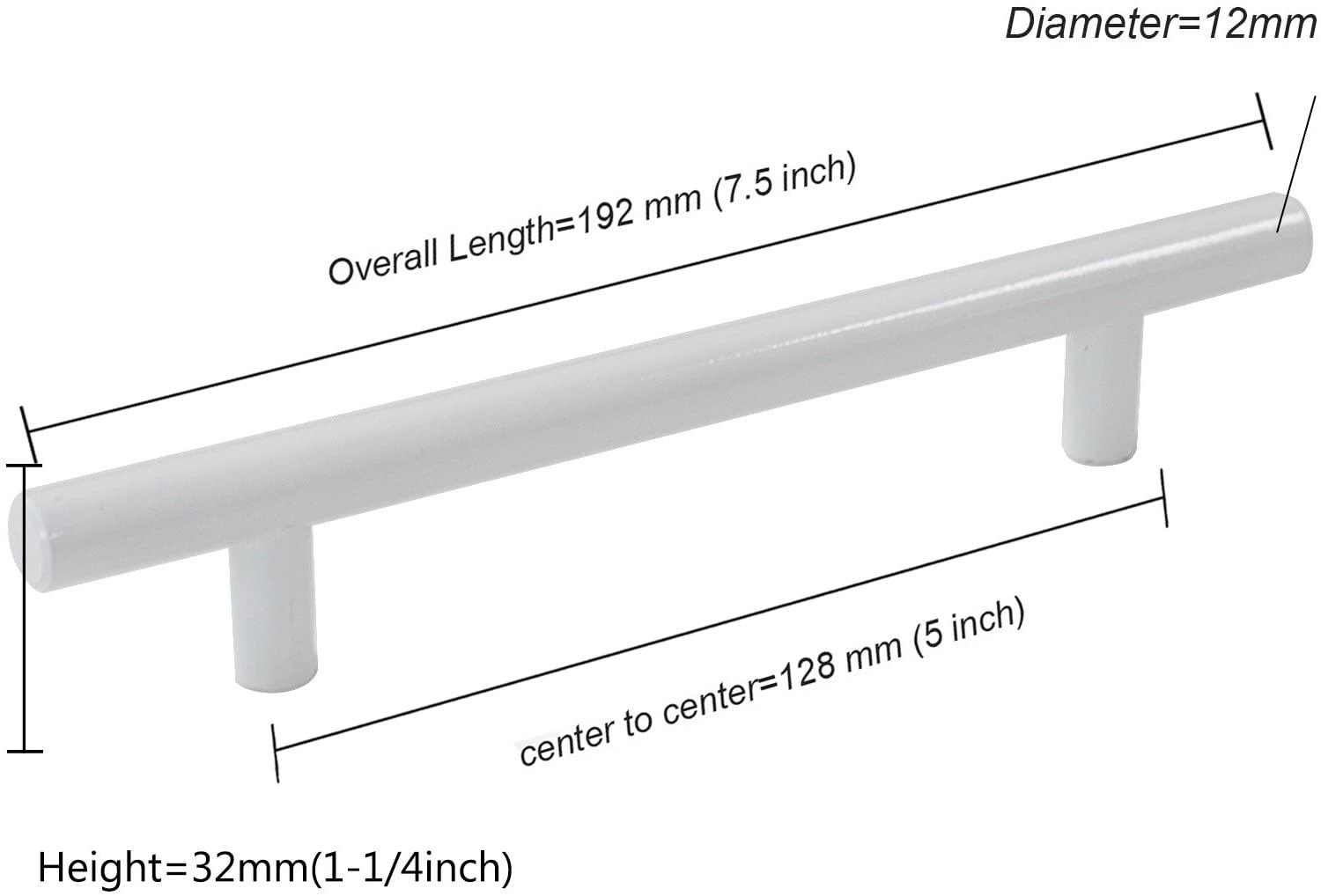 2"-10" Modern Cabinet Hardware Handle Pull Kitchen Cabinet T Bar Knobs and Pull Handles White PD2283HWH