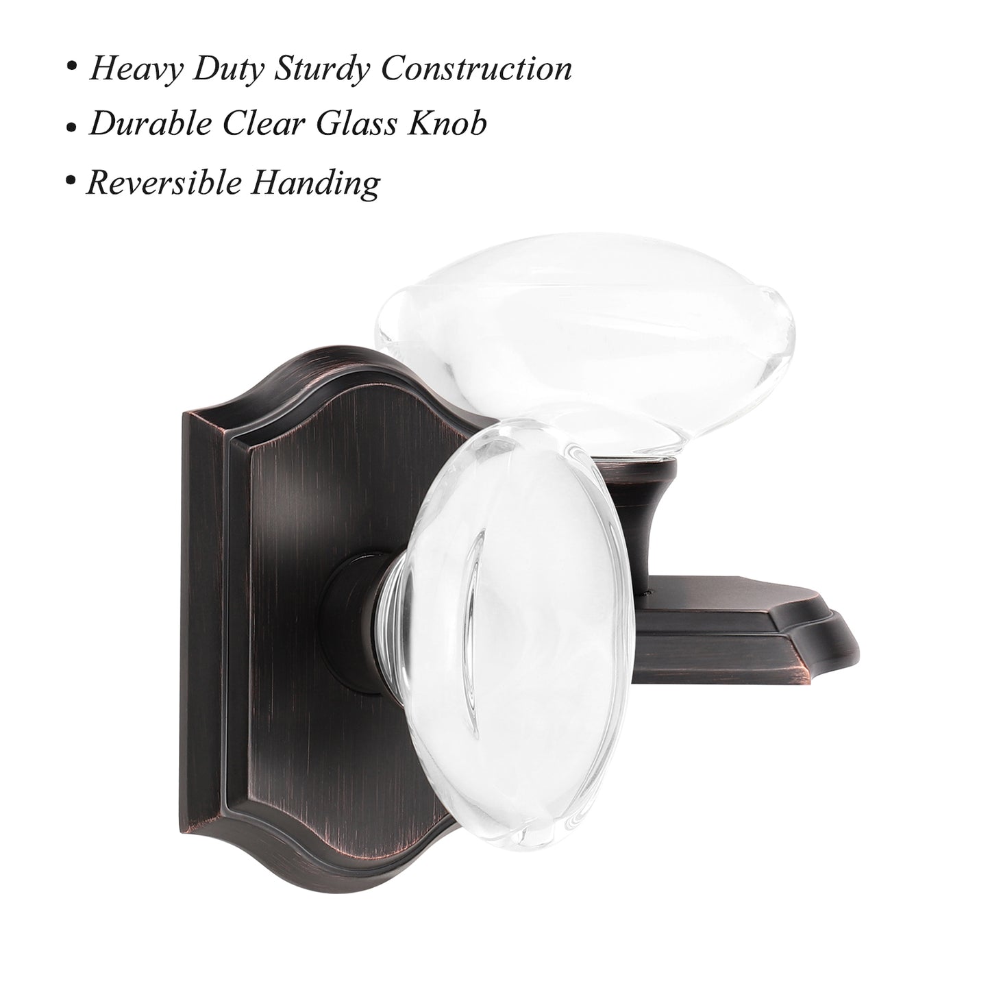 Probrico Oval Crystal Door Knob Lock with Oil Rubbed Bronze Arched Rosette DLC9ORB - Probrico
