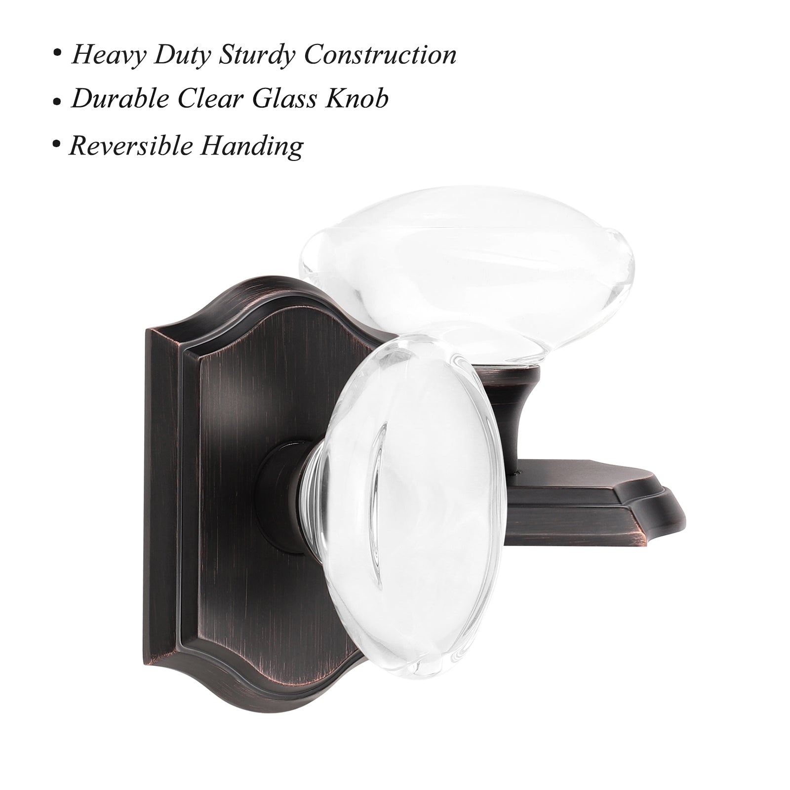 Probrico Oval Crystal Door Knob Lock with Oil Rubbed Bronze Arched Rosette DLC9ORB
