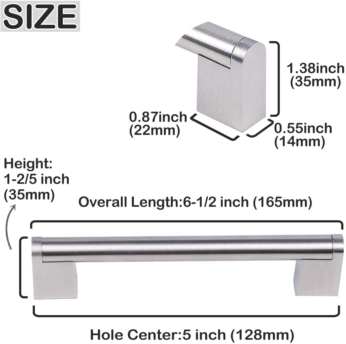 Cabinet Pull Stainless Steel Contemporary Boss Bar Drawer Dresser Handles Brushed Nickel Finish PD214HSZ128 200 Pack