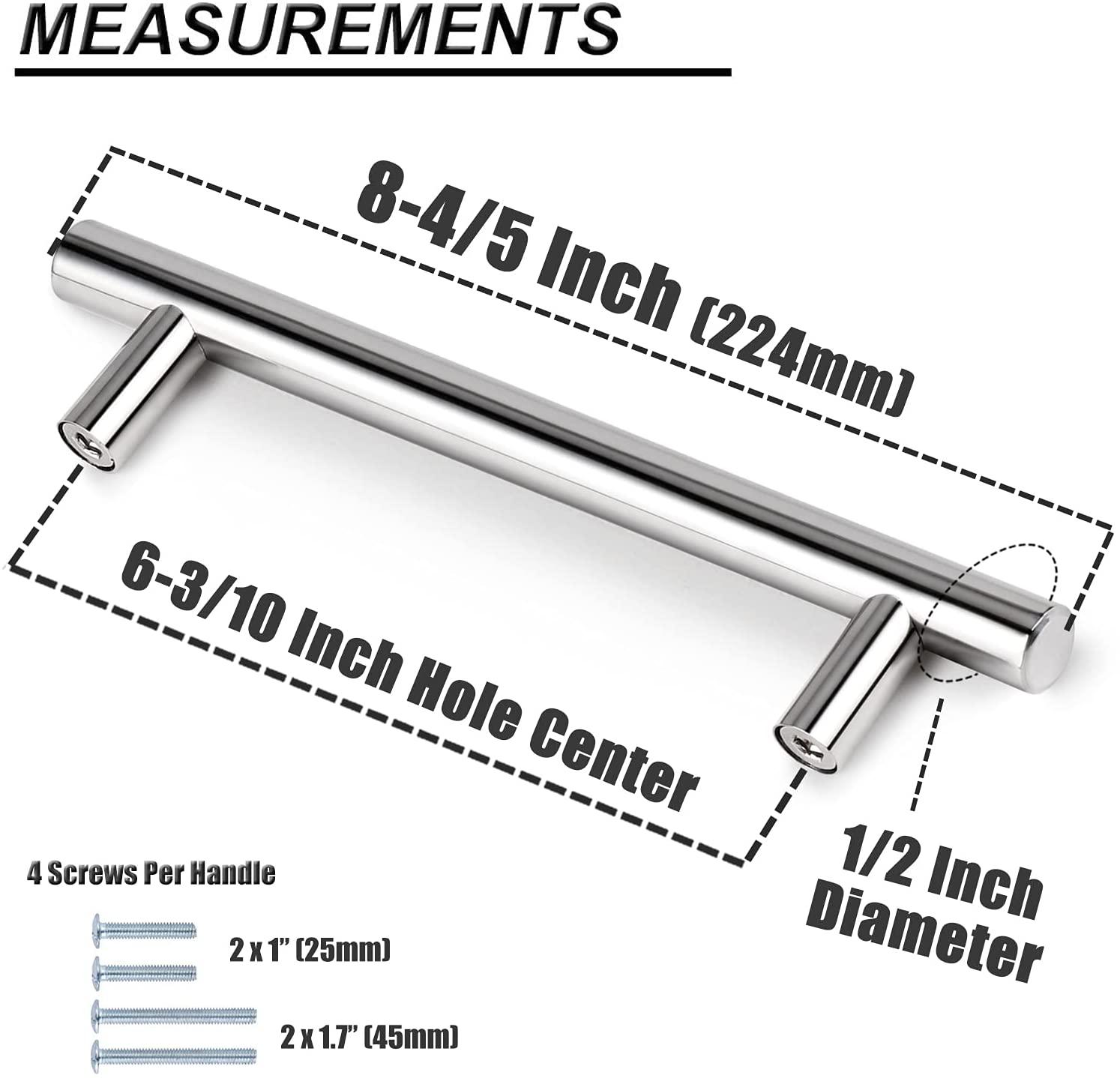 2"-10" T Bar Kitchen Cupboard Handle Pulls Polished Chrome Finish Cabinet Drawer Knobs