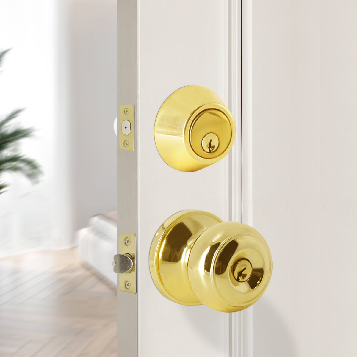 Keyed Alike Entry Door Lock Knob with Single Cylinder Deadbolt