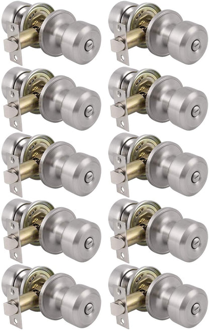 Probrico Ball Knobs Privacy Bedroom & Bathroom Door Lock Knobs Satin Nickel Finish - Probrico