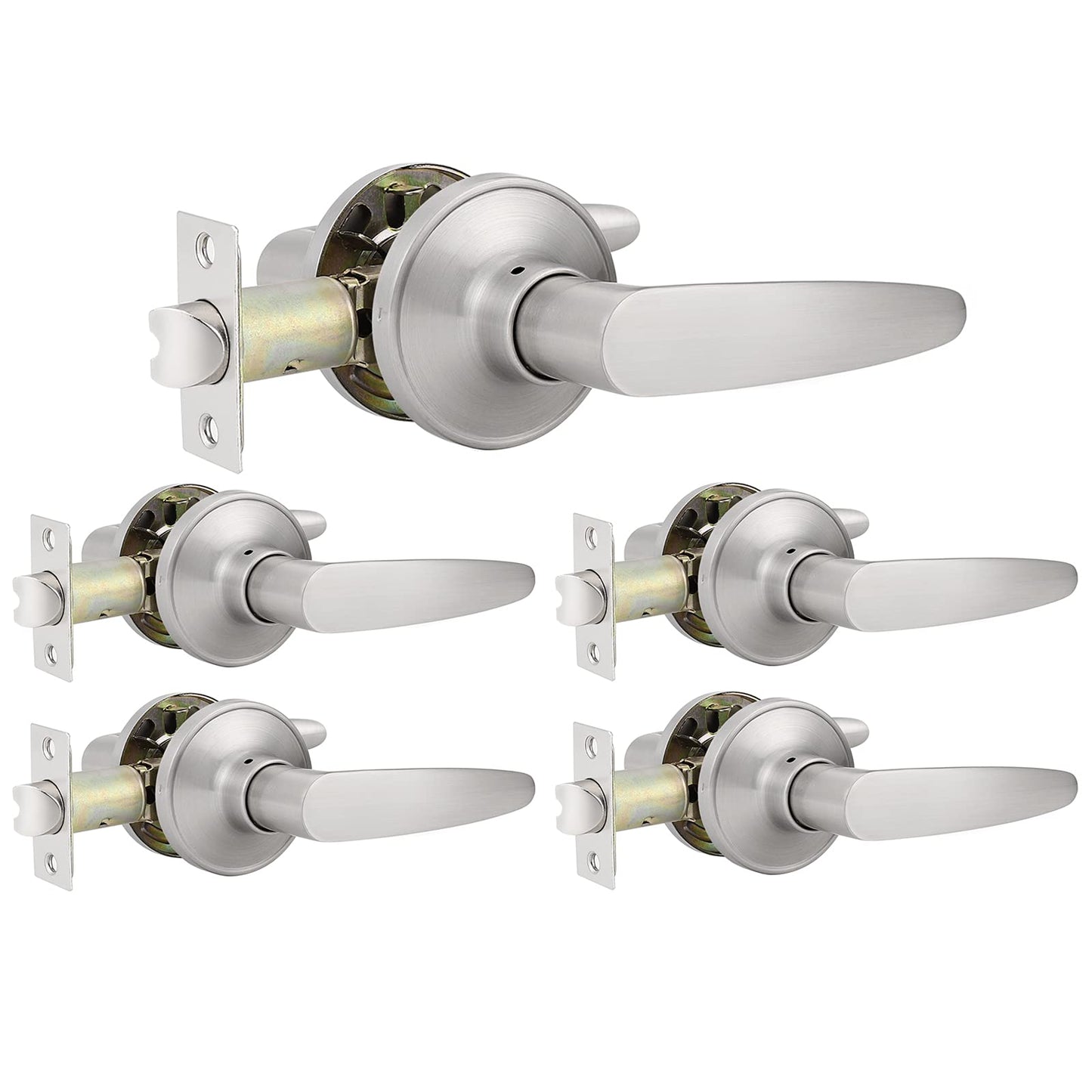 Probrico Door Handles Satin Nickel Finish Hall and Closet Passage Door Lock Levers 5 packs - Probrico