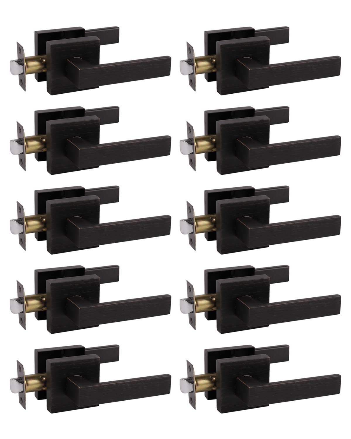 Probrico Passage Closet and Hall Door Levers Lock Oil Rubbed Bronze Finish 10 Packs - Probrico