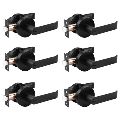 Probrico Bedroom and Bathroom Handles Lock Black Finished Privacy Door Lever 6 Packs - Probrico