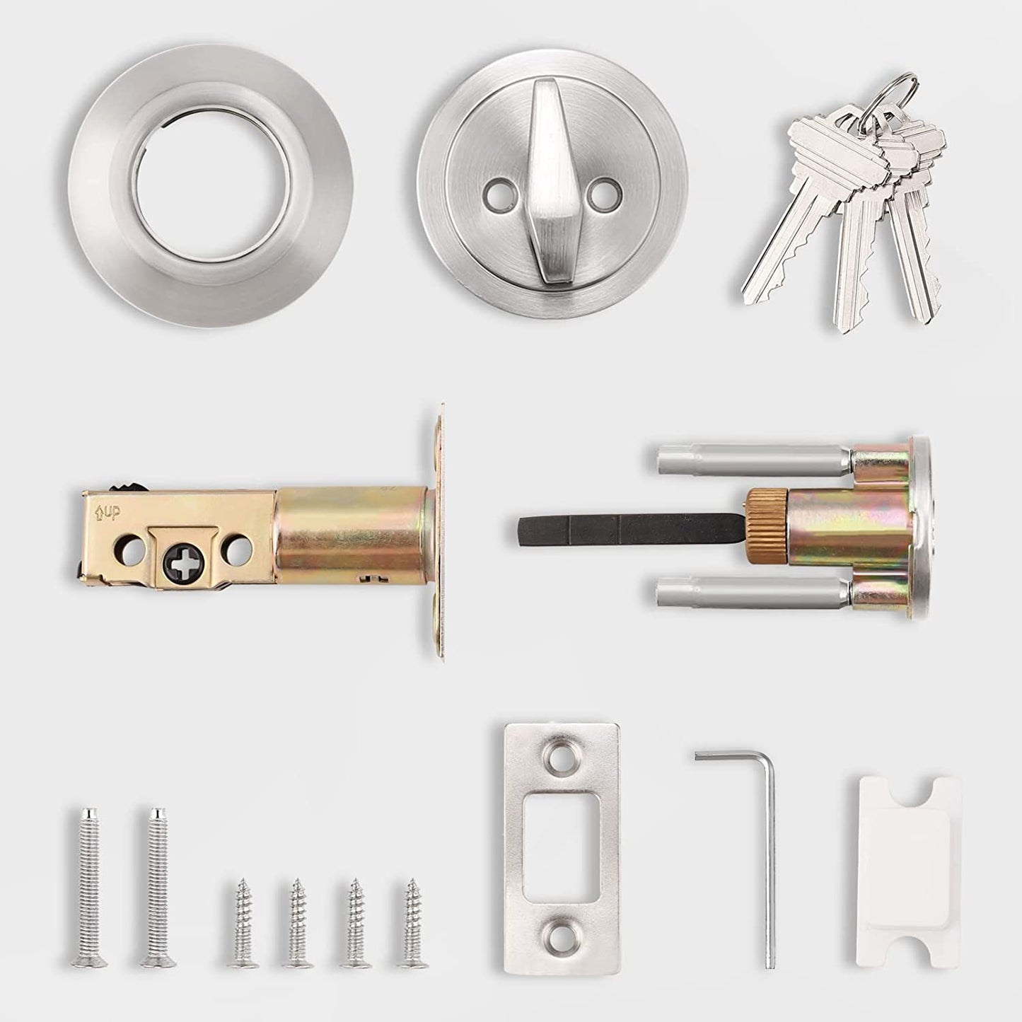 Single Cylinder Deadbolt Lock with Same Key, Oil Rubbed Bronze/Satin Nickel Keyed Door Lock DLD101 - Probrico