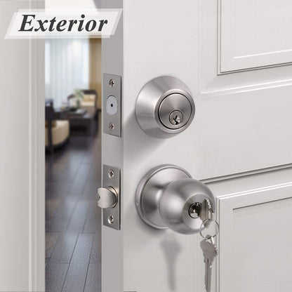 3 Pack-Entry Door Knob and Deadbolt Lock Set, handleset with Single Cylinder Deadbolt Keyed Alike Combo Pack - Probrico