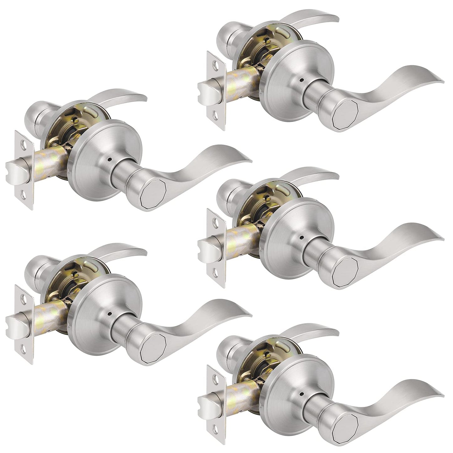 Probrico Door Handles Satin Nickel Finish Hall and Closet Passage Door Lock Levers 5 packs - Probrico