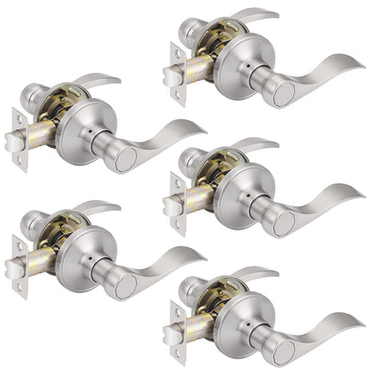 Probrico Door Handles Satin Nickel Finish Hall and Closet Passage Door Lock Levers 5 packs - Probrico