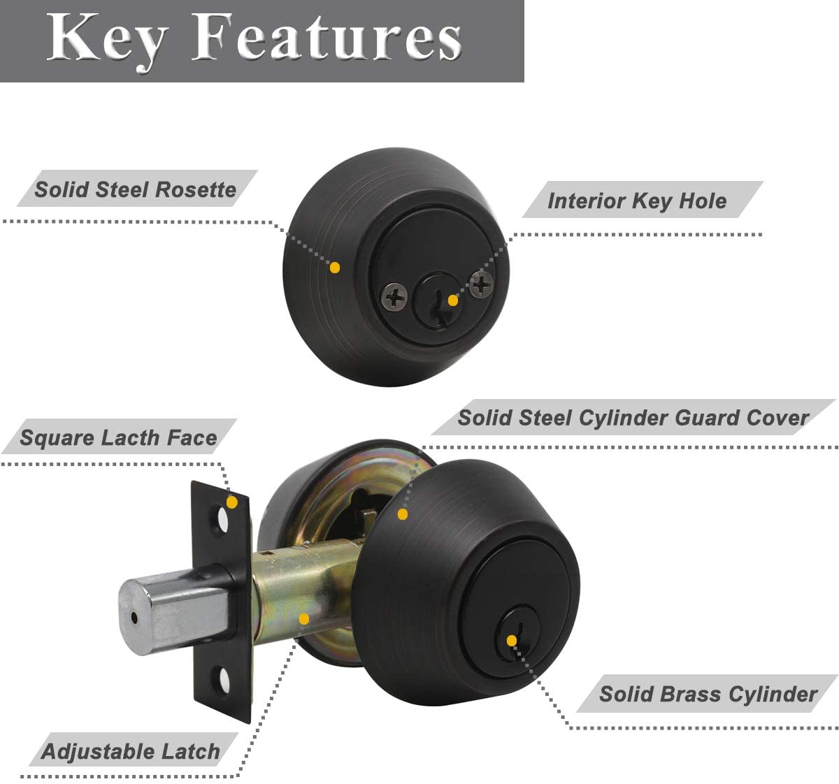 Satin Nickel Finish Double Cylinder Deadbolt Lock - Keyed Alike DLD102SN - Probrico