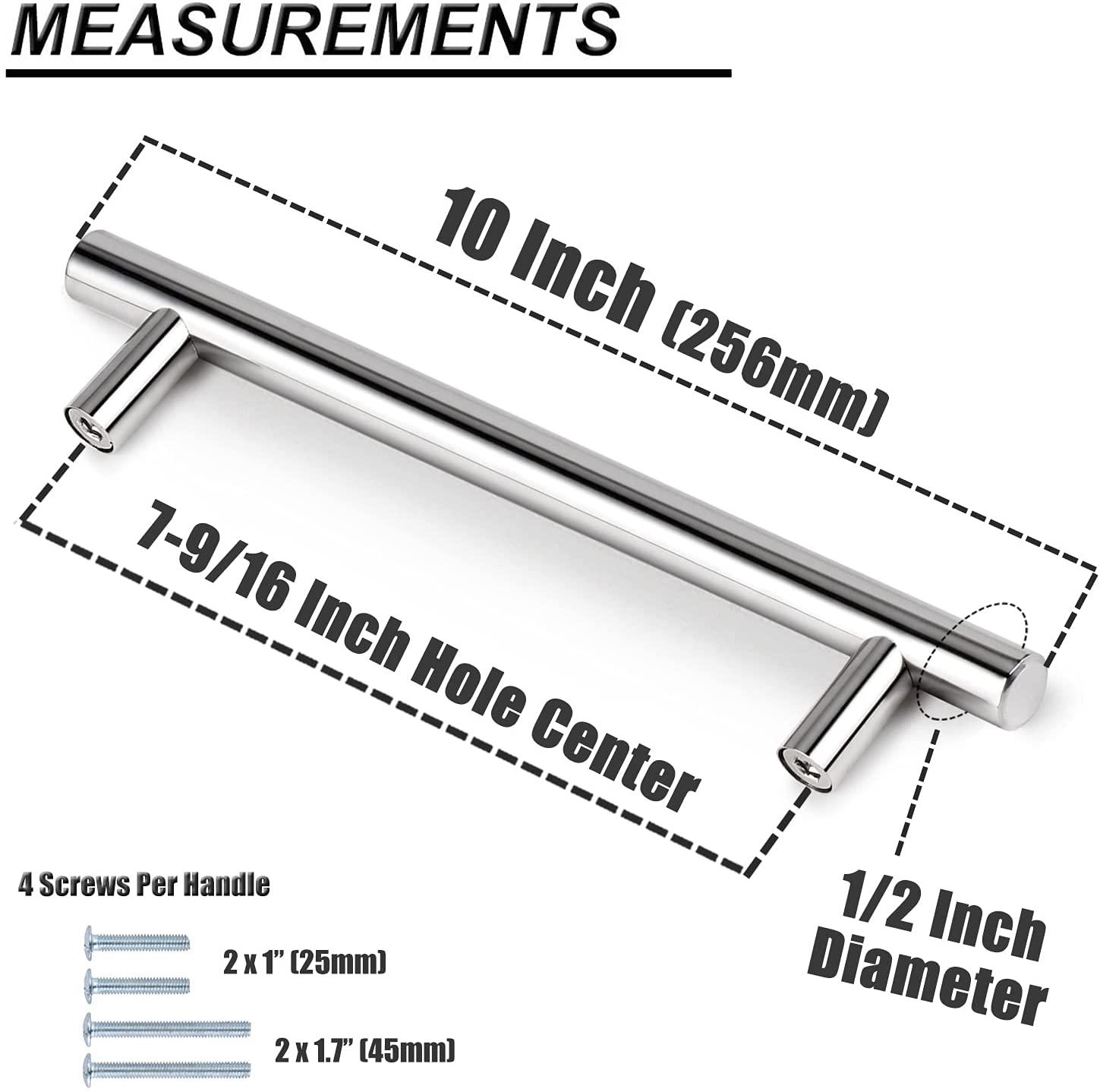 2"-10" T Bar Kitchen Cupboard Handle Pulls Polished Chrome Finish Cabinet Drawer Knobs