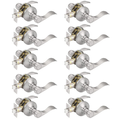 Probrico Hall and Closet Door Handles Satin Nickel Finish Passage Door Lock Levers 10 packs - Probrico