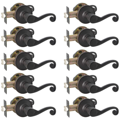 Probrico Passage Closet and Hall Door Levers Lock Oil Rubbed Bronze Finish 10 Packs - Probrico