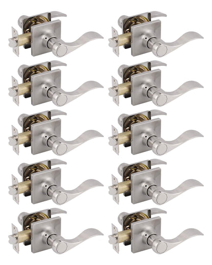 Probrico Hall and Closet Door Handles Satin Nickel Finish Passage Door Lock Levers 10 packs - Probrico