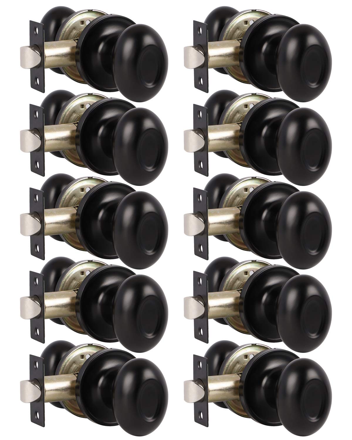 Probrico Black Finish Ball Passage Door Knobs for Closet and Hallway 10 Packs - Probrico