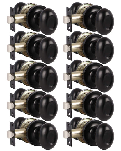 Probrico Black Finish Ball Passage Door Knobs for Closet and Hallway 10 Packs - Probrico