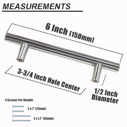 Probrico Stainless Steel T Bar Cabinet Handles Polished Chrome Finish, 96mm 3 3/4inch Hole Centers 100 pack - Probrico