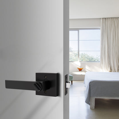 Rectangle Black Door Handles Heavy Duty Privacy Bedroom&Bathroom Door Lock Levers DL01BK - Probrico