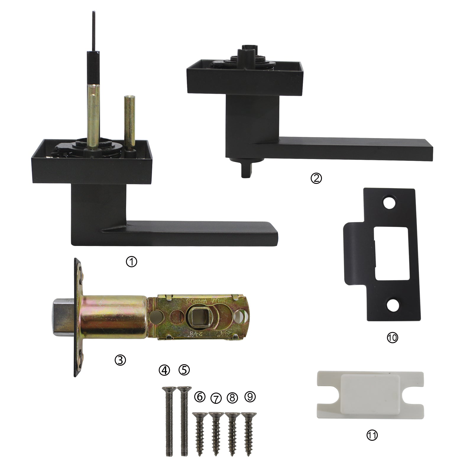Heavy Duty Privacy Lock Door Levers Square Plate Black Finish DL01BKBK