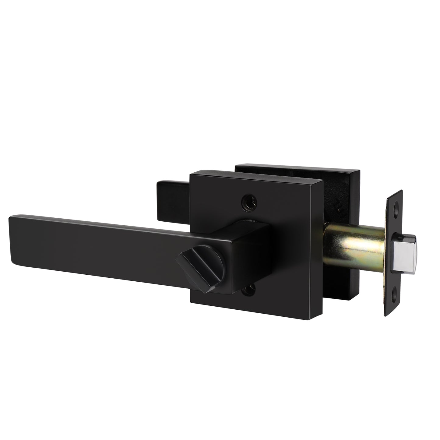 Rectangle Black Door Handles Heavy Duty Privacy Bedroom&Bathroom Door Lock Levers DL01BK - Probrico