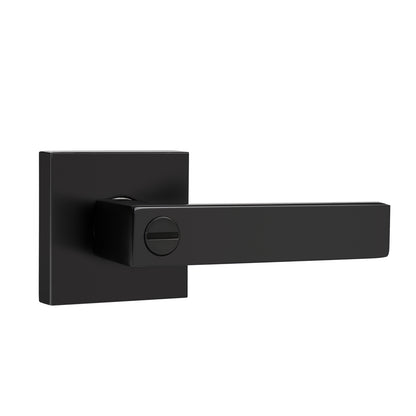 Rectangle Black Door Handles Heavy Duty Privacy Bedroom&Bathroom Door Lock Levers DL01BK - Probrico