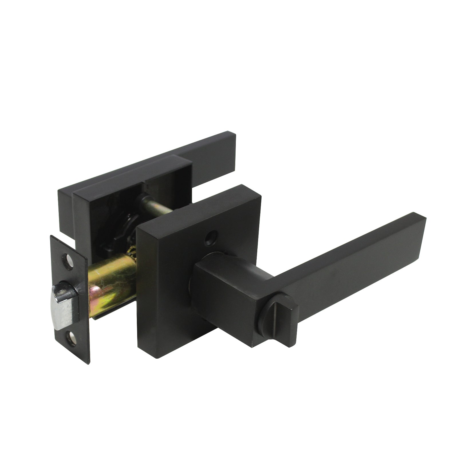 Heavy Duty Privacy Lock Door Levers Square Plate Black Finish DL01BKBK