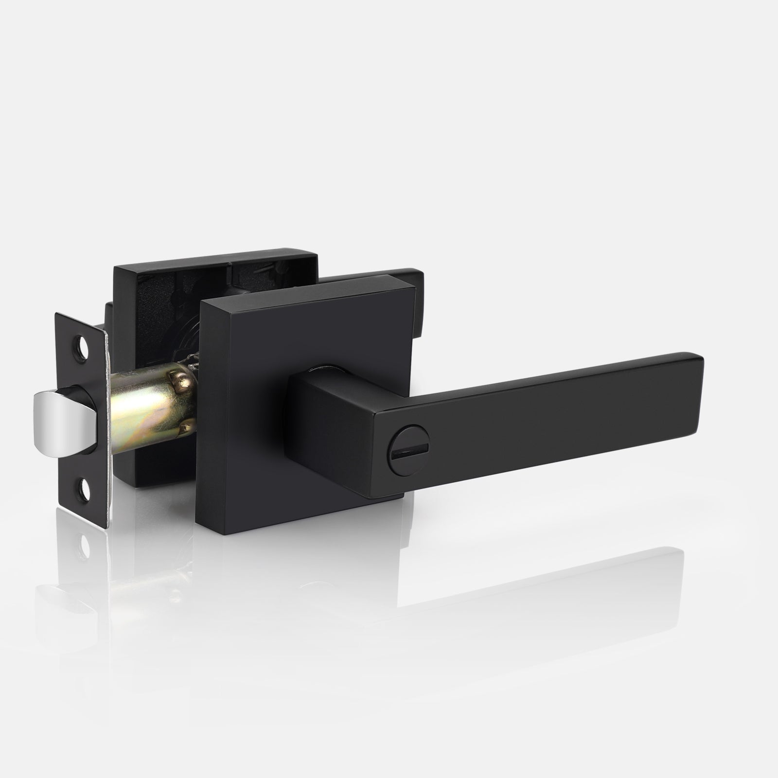 Heavy Duty Privacy Lock Door Levers Square Plate Black Finish DL01BKBK