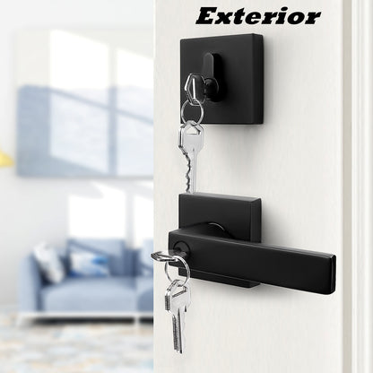 Keyed Entry Door Levers and Single Cylinder Deadbolts Combo Pack (Keyed Alike), Black Finish DL01ET-111BK - Probrico