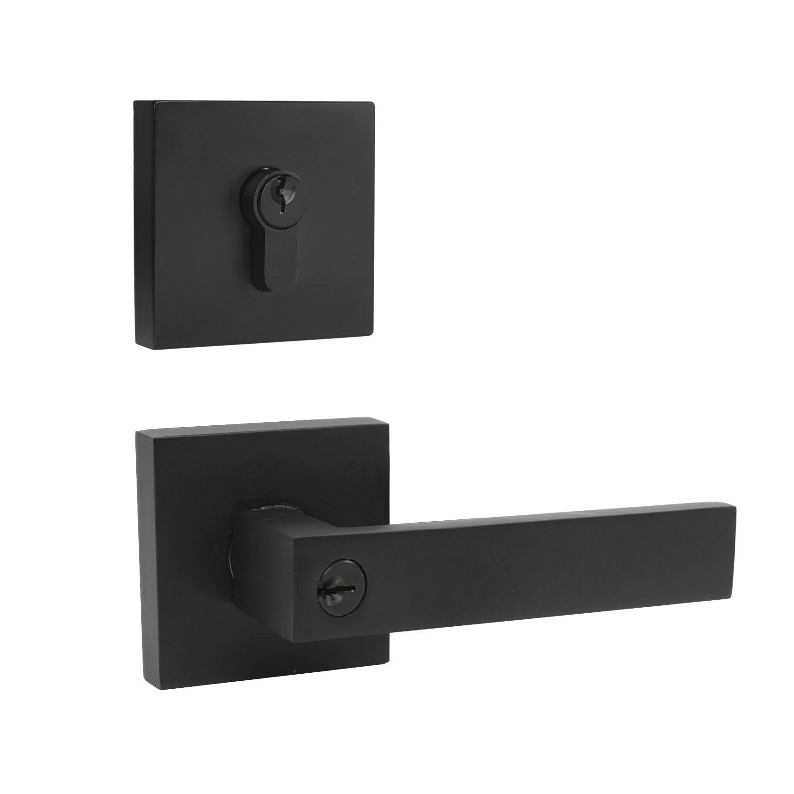 Keyed Entry Door Levers and Double Cylinder Deadbolts Locks Combo Pack (Keyed Alike), Black Finish DL01ET-112BK - Probrico