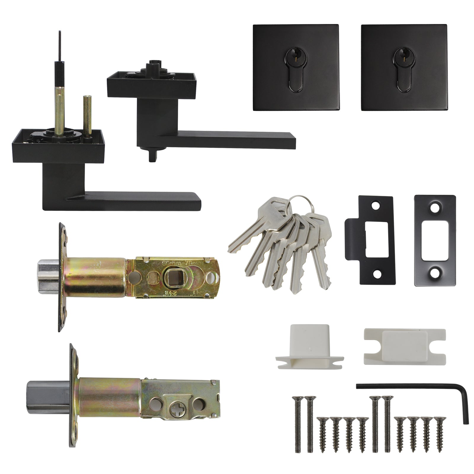 Keyed Entry Door Levers and Double Cylinder Deadbolts Locks Combo Pack (Keyed Alike), Black Finish DL01ET-112BK