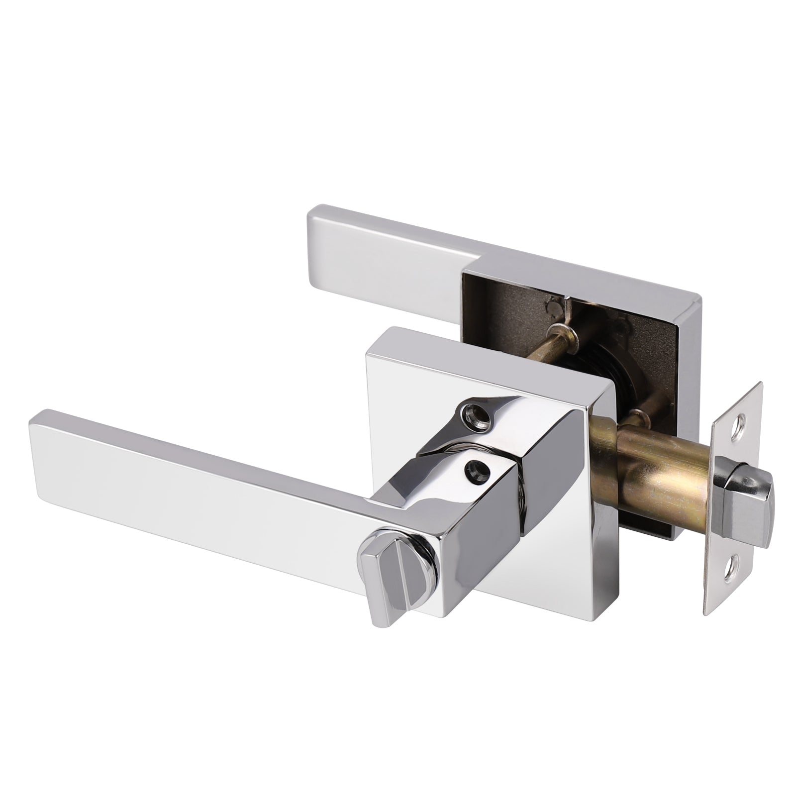 Heavy Duty Privacy Door Handles with Square Design, Polished Chrome Finish DL01PCBK - Probrico