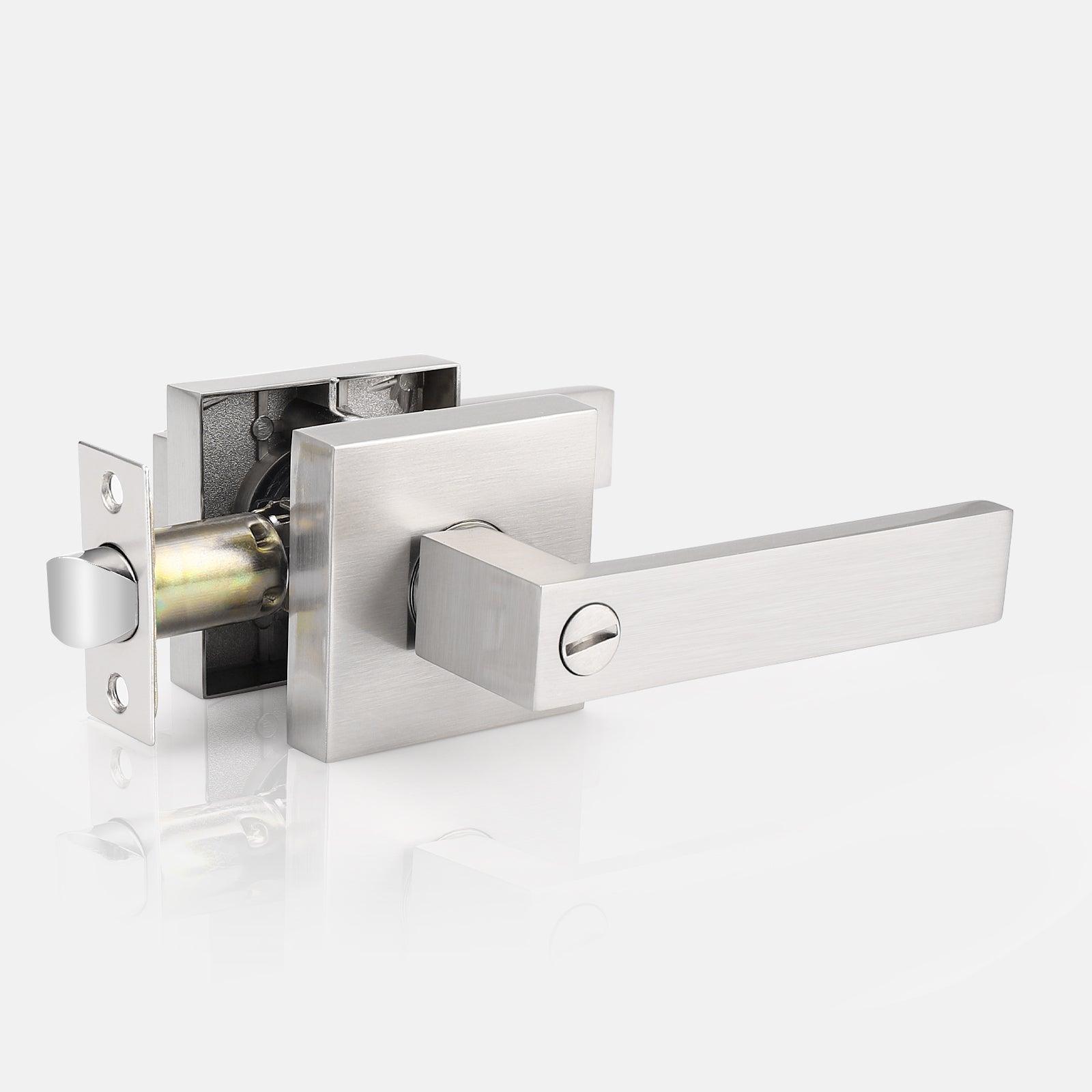 Heavy Duty Door Levers Satin Nickel Finish Privacy Door Handle Locks for Bedroom Bathroom DL01SNBK