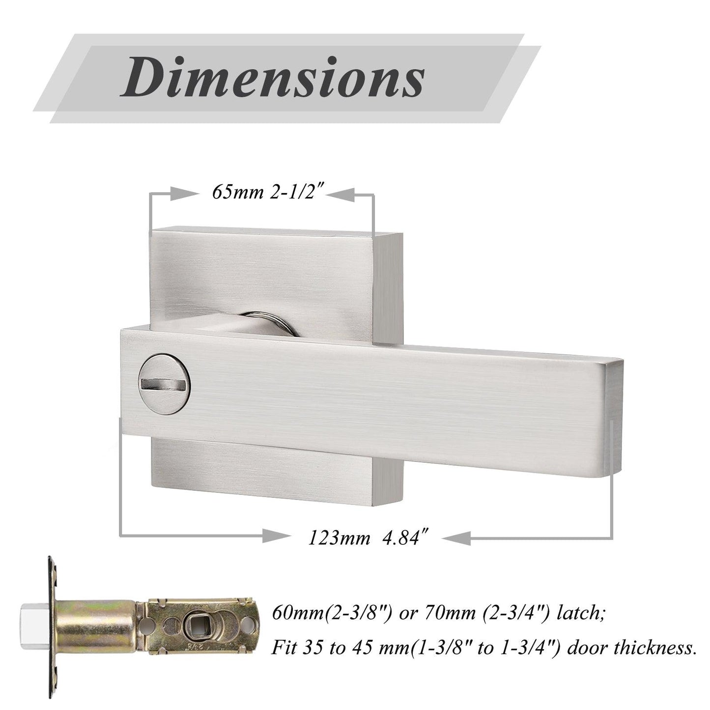 Heavy Duty Door Levers Satin Nickel Finish Privacy Door Handle Locks for Bedroom Bathroom DL01SNBK - Probrico